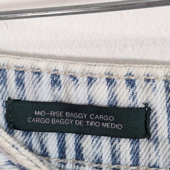 Wild Fable Pants Women 10R Striped Mid-Rise Baggy Cargo 90s Y2K Utility Wide Leg - Picture 7 of 12